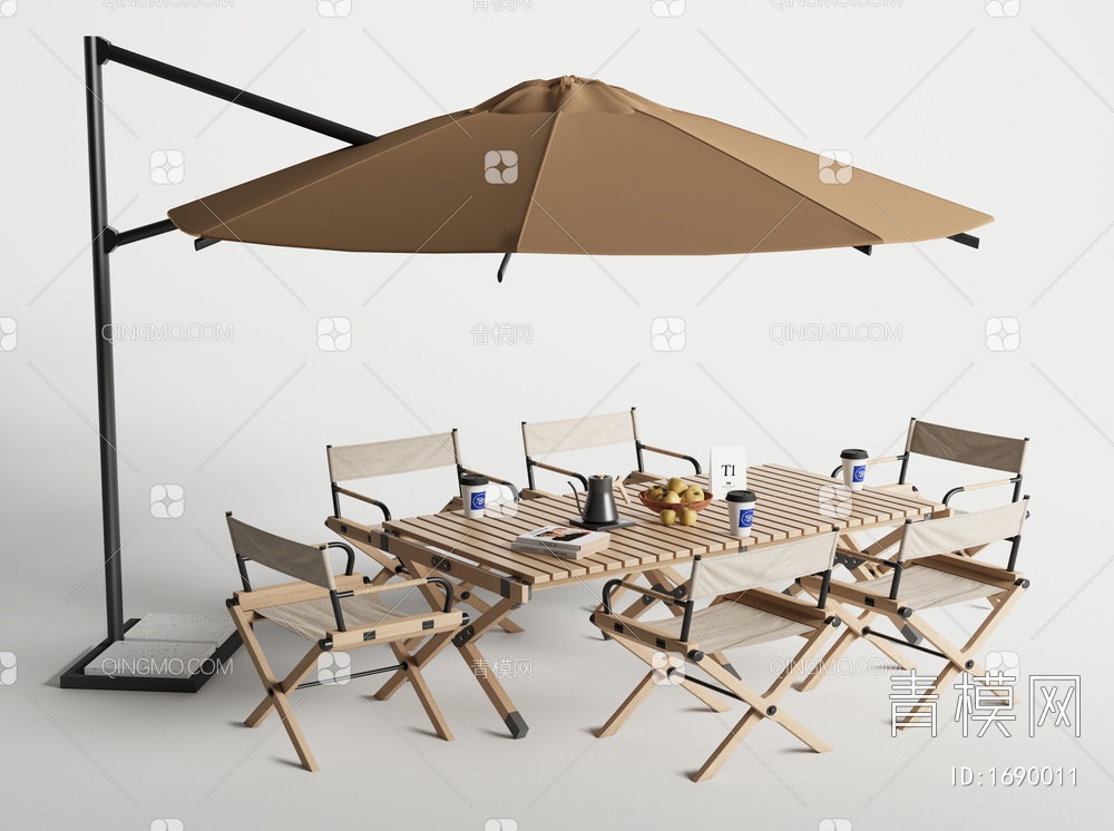 露营桌椅 户外桌椅组合 遮阳棚3D模型下载【ID:1690011】