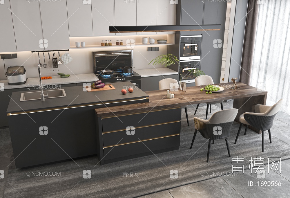 开放式厨房3D模型下载【ID:1690566】