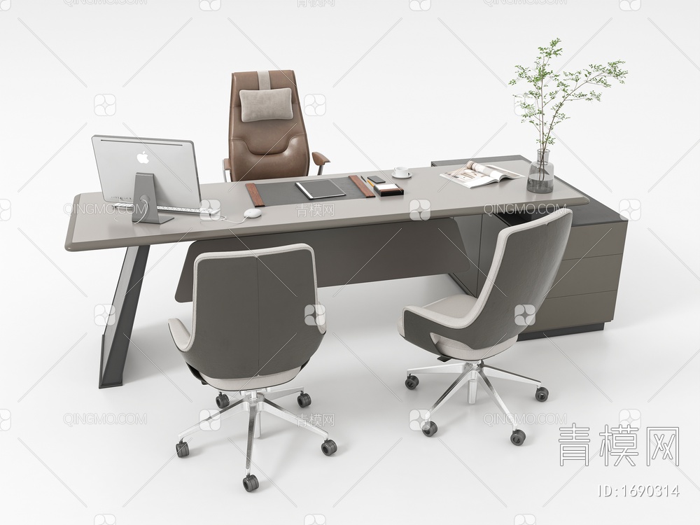 办公桌椅组合3D模型下载【ID:1690314】