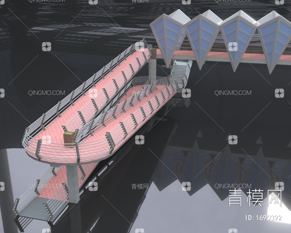 公共建筑设计天桥3D模型下载【ID:1690392】