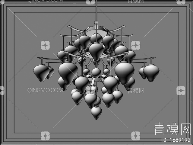 多头玻璃吊灯3D模型下载【ID:1689192】