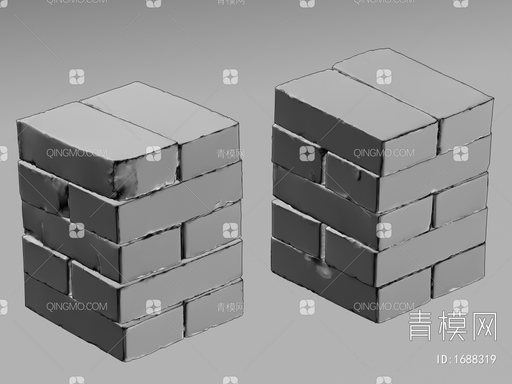 砖头 砖块 混凝土砖 水泥砖 红砖 土砖 建筑材料3D模型下载【ID:1688319】