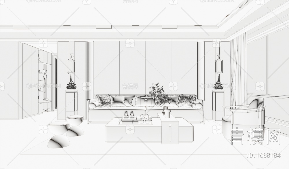 客厅3D模型下载【ID:1688184】