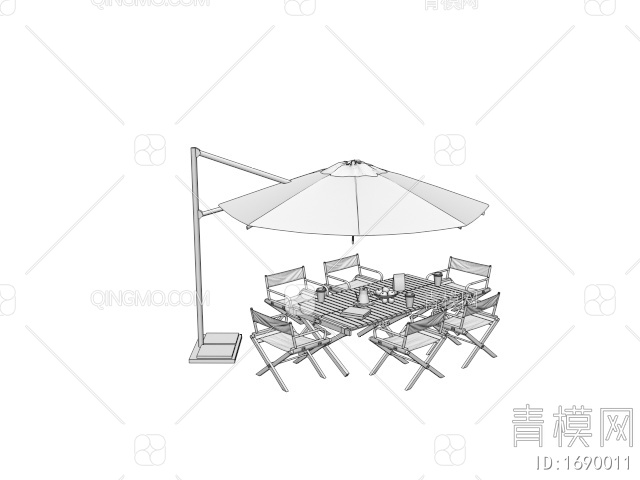 露营桌椅 户外桌椅组合 遮阳棚3D模型下载【ID:1690011】