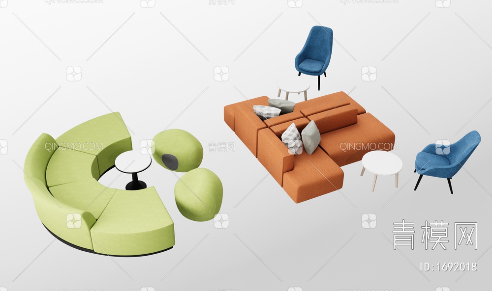 办公休闲沙发组合3D模型下载【ID:1692018】