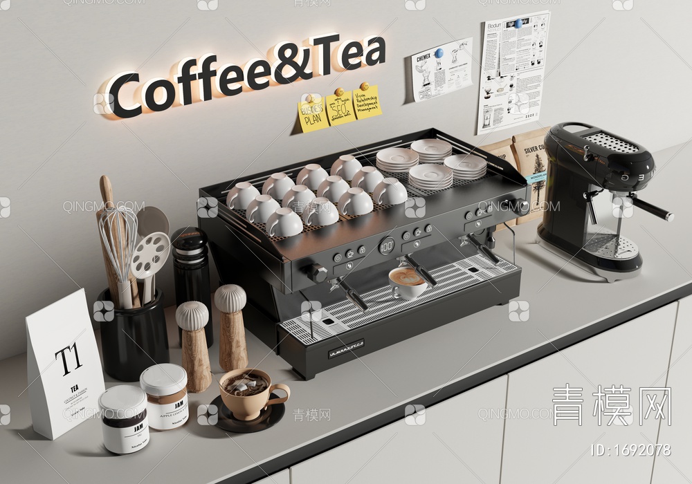 咖啡机 磨豆机 咖啡用品 厨房电器SU模型下载【ID:1692078】