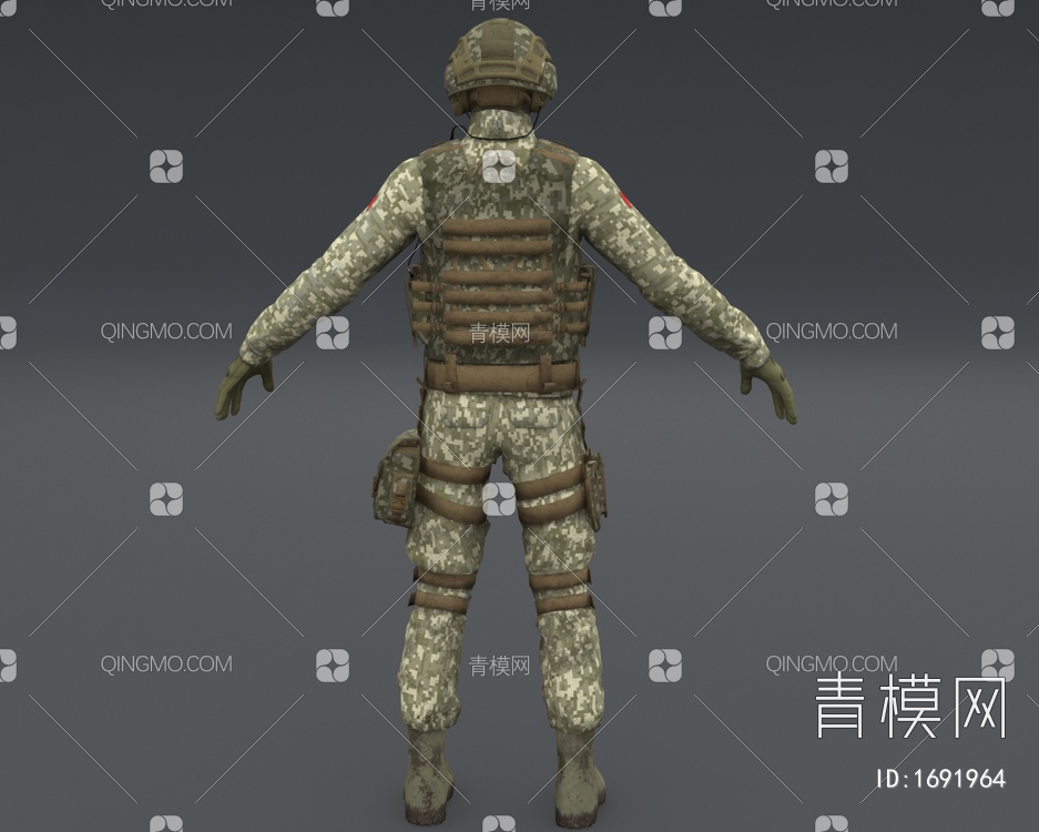 中国大兵部队士兵 军人3D模型下载【ID:1691964】
