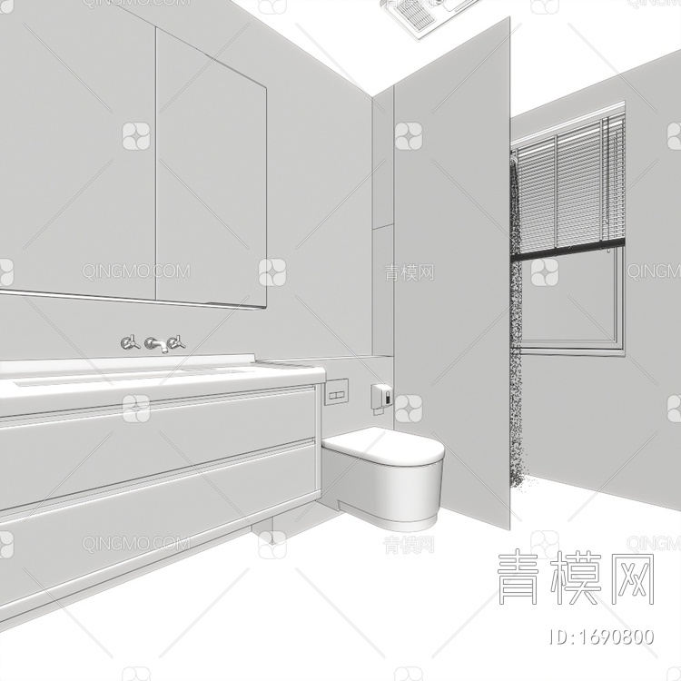 卫生间，淋浴3D模型下载【ID:1690800】