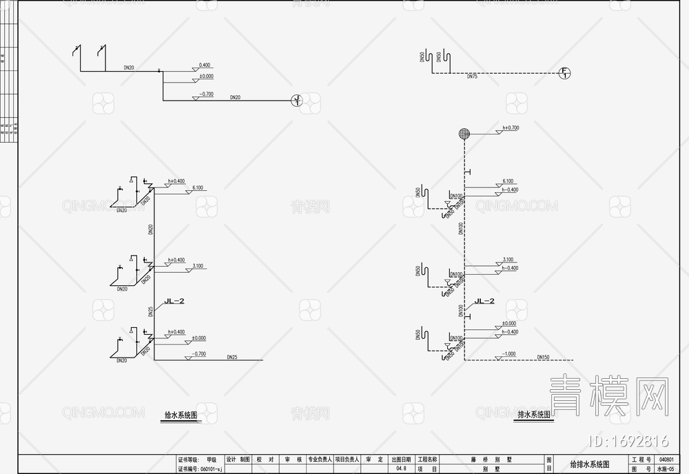 自建房建筑给排水 施工图【ID:1692816】