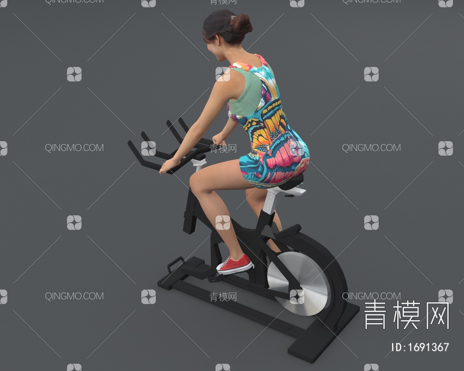 骑动感单车的健身女教练3D模型下载【ID:1691367】