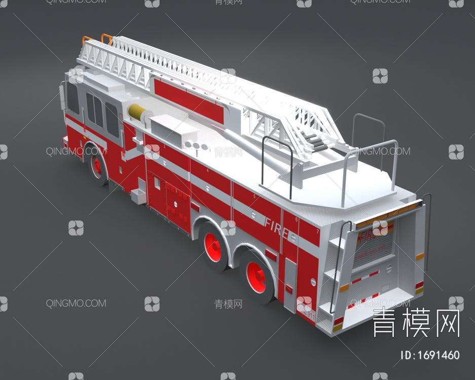 消防车 云梯3D模型下载【ID:1691460】