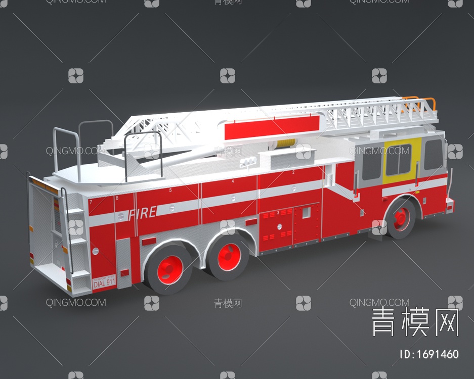 消防车 云梯3D模型下载【ID:1691460】