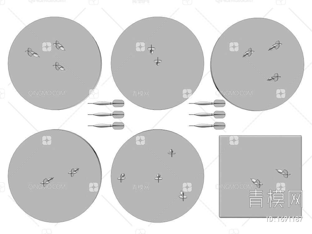飞镖靶子3D模型下载【ID:1691187】