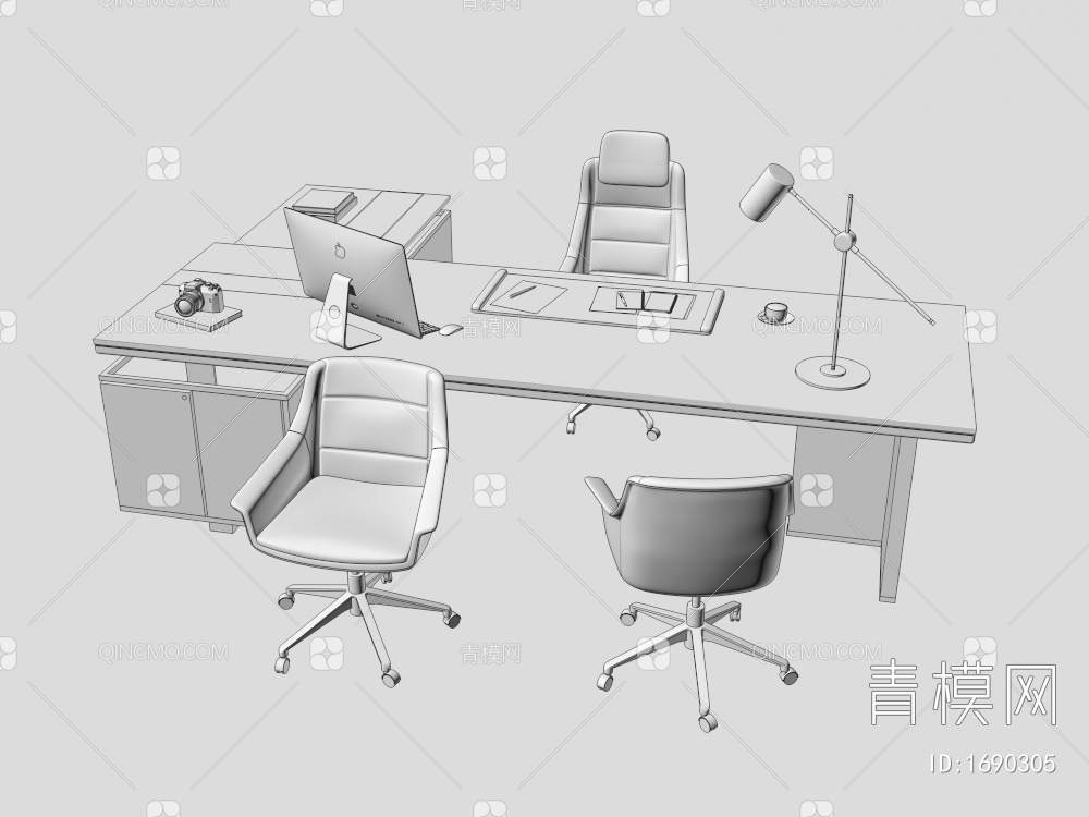 办公桌椅组合3D模型下载【ID:1690305】