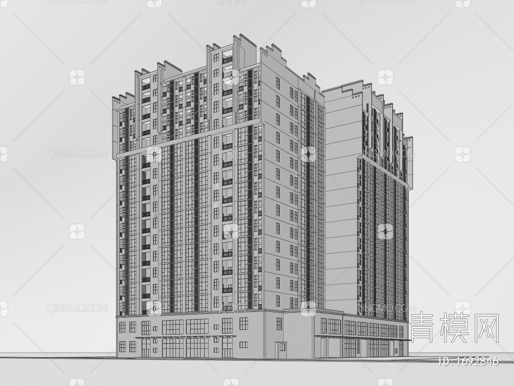高层住宅3D模型下载【ID:1692846】
