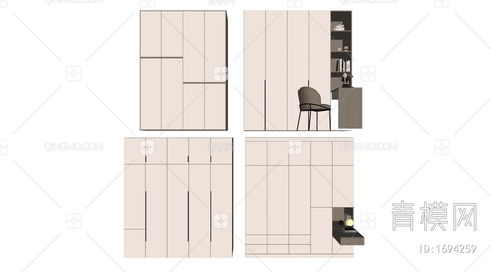 衣柜组合SU模型下载【ID:1694259】