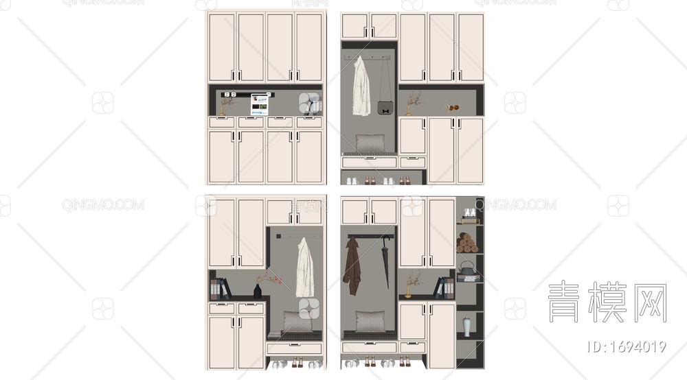 鞋柜组合SU模型下载【ID:1694019】