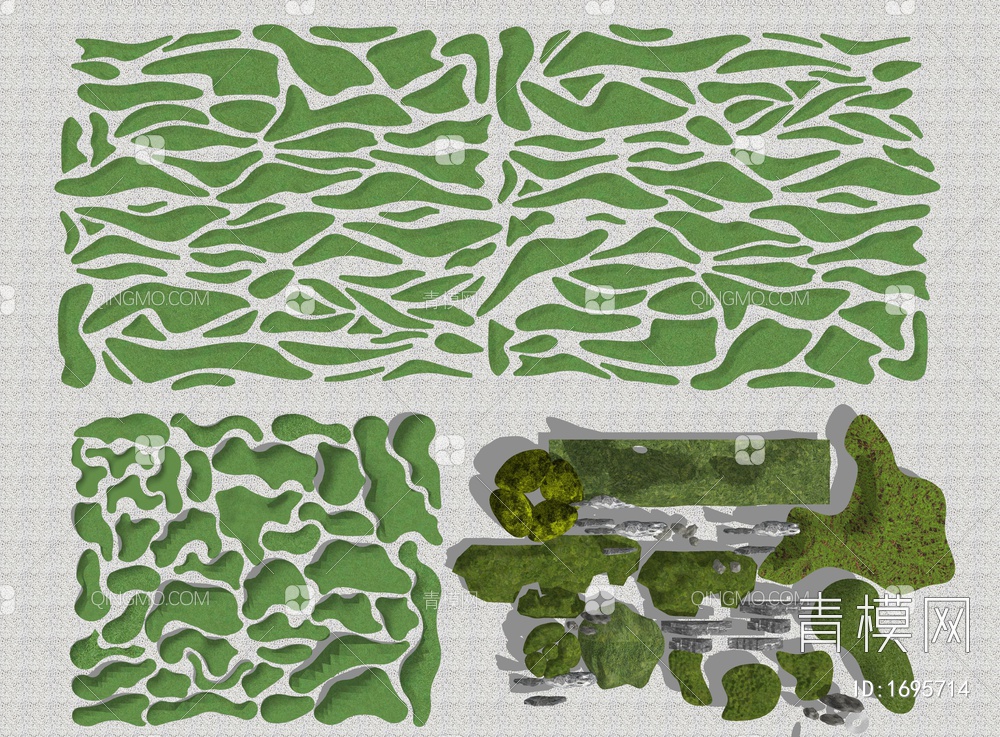 坡地微地形公园景观地形庭院枯山水微地形SU模型下载【ID:1695714】