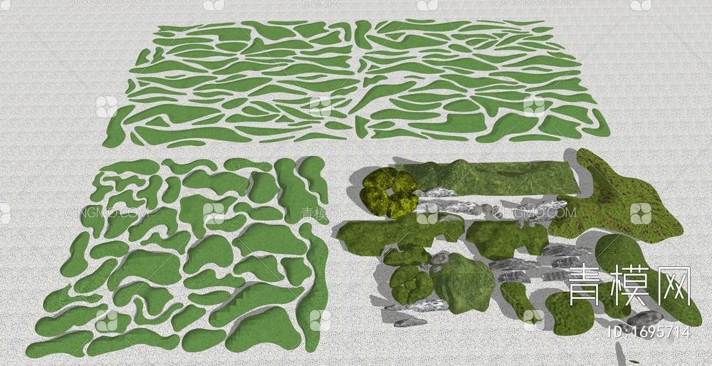 坡地微地形公园景观地形庭院枯山水微地形SU模型下载【ID:1695714】