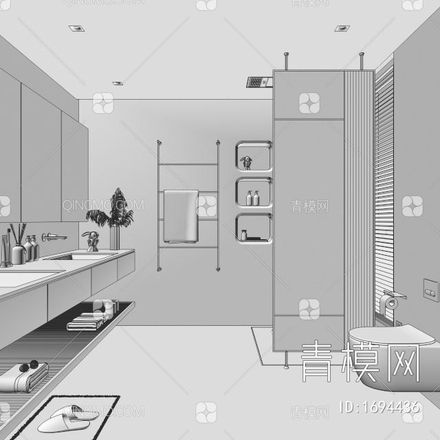 卫生间 浴室 洗手间3D模型下载【ID:1694436】