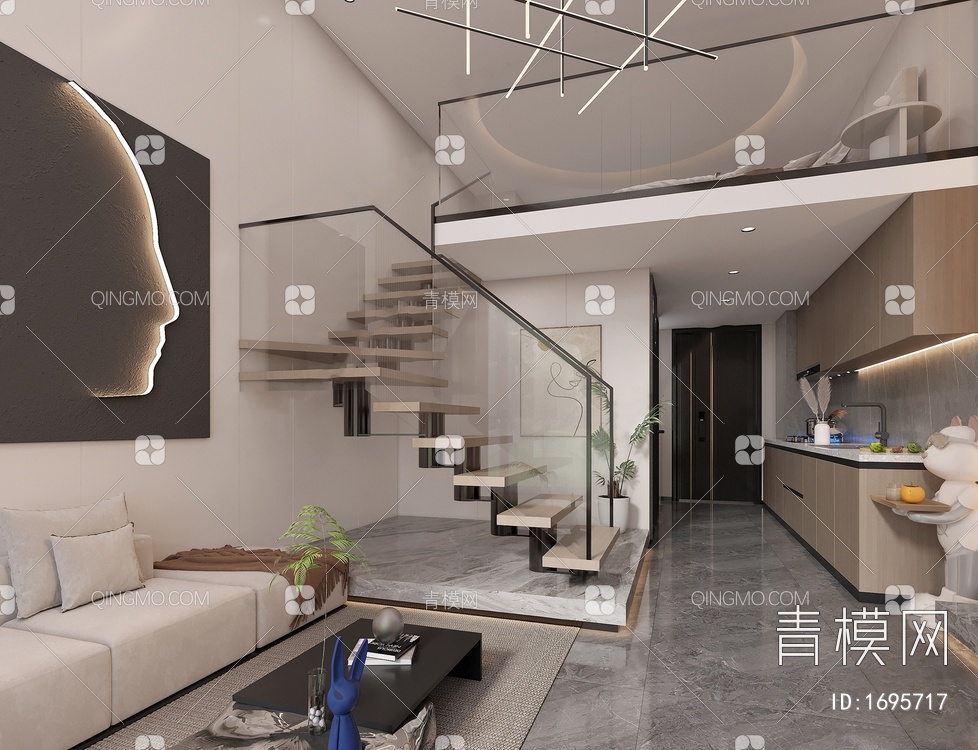 复式单身公寓3D模型下载【ID:1695717】