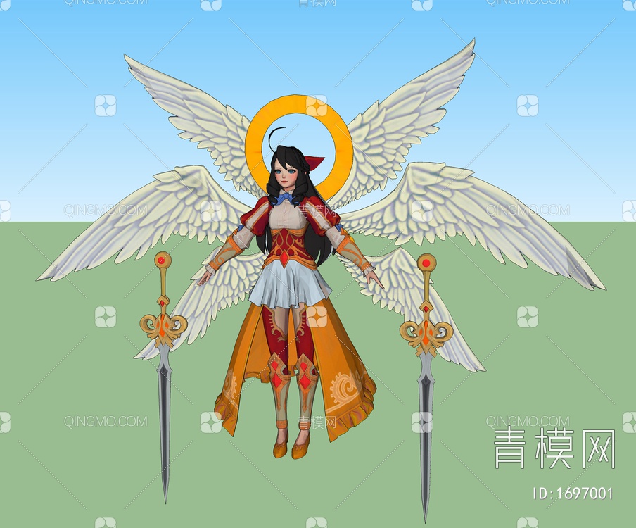 游戏角色 天使少女SU模型下载【ID:1697001】