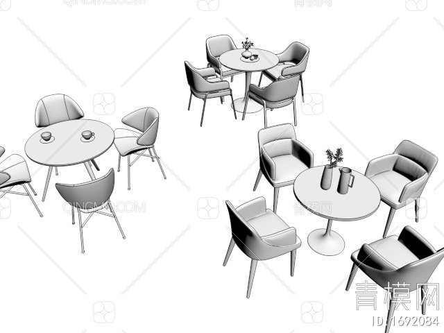 休闲桌椅组合3D模型下载【ID:1692084】