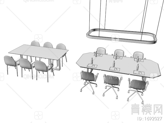 会议桌椅3D模型下载【ID:1692027】