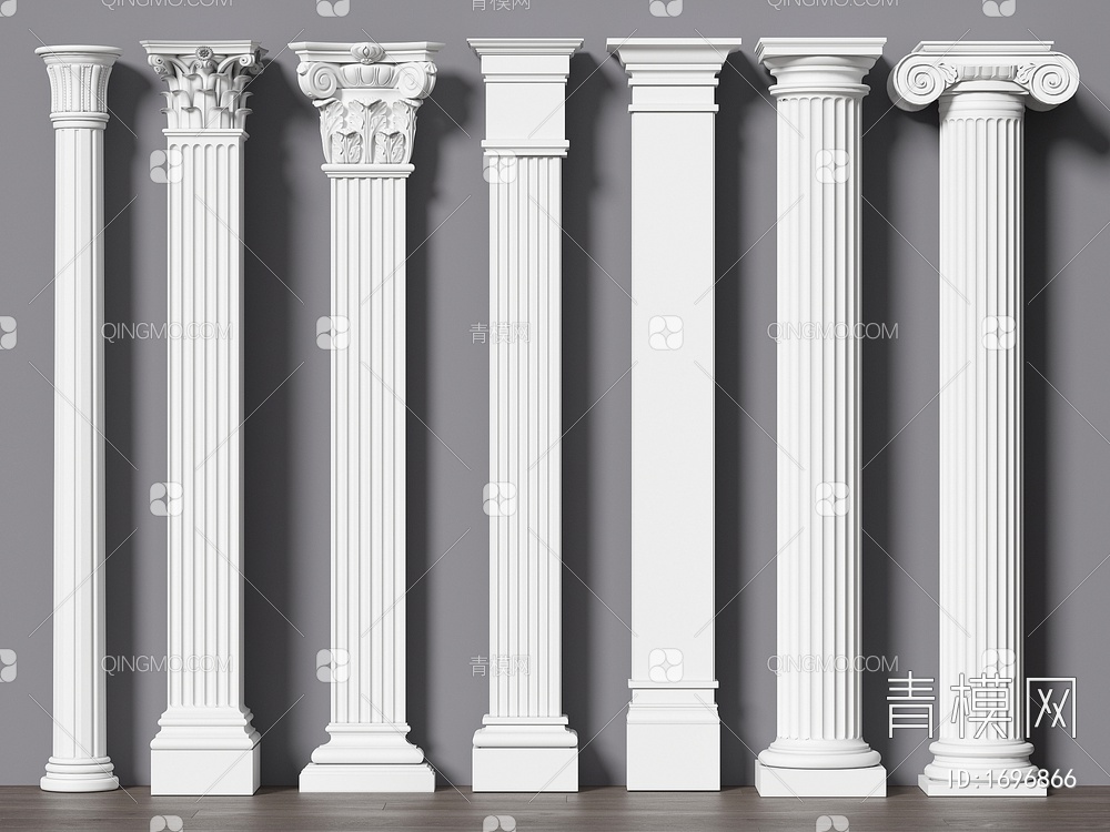 柱子 罗马柱 石膏柱子 装饰柱 罗马柱SU模型下载【ID:1696866】