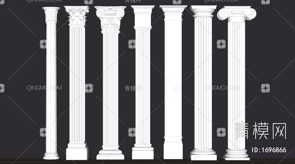 柱子 罗马柱 石膏柱子 装饰柱 罗马柱SU模型下载【ID:1696866】