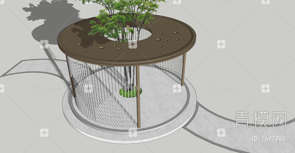创意圆形亭子SU模型下载【ID:1697985】