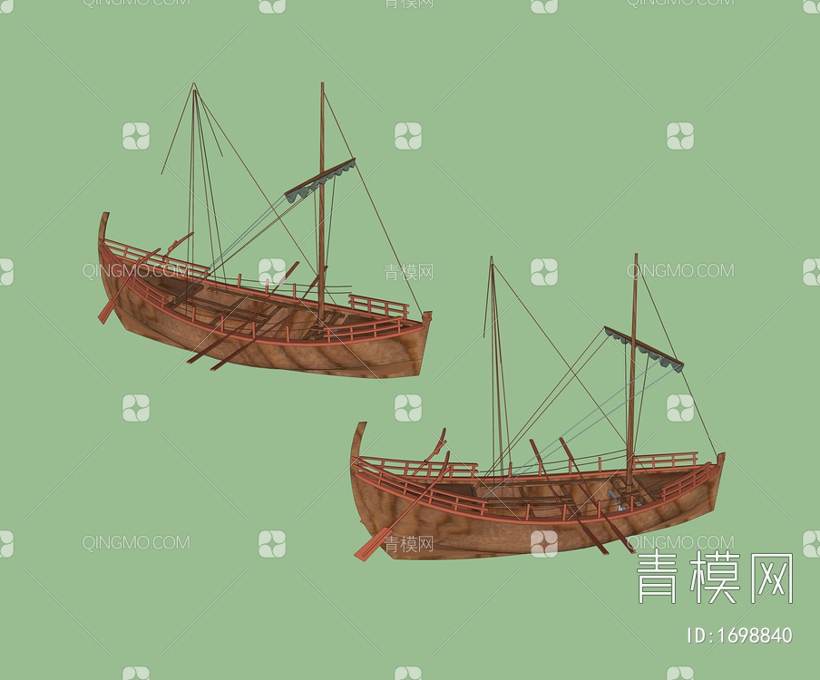 艺术摆件 木制小帆船SU模型下载【ID:1698840】
