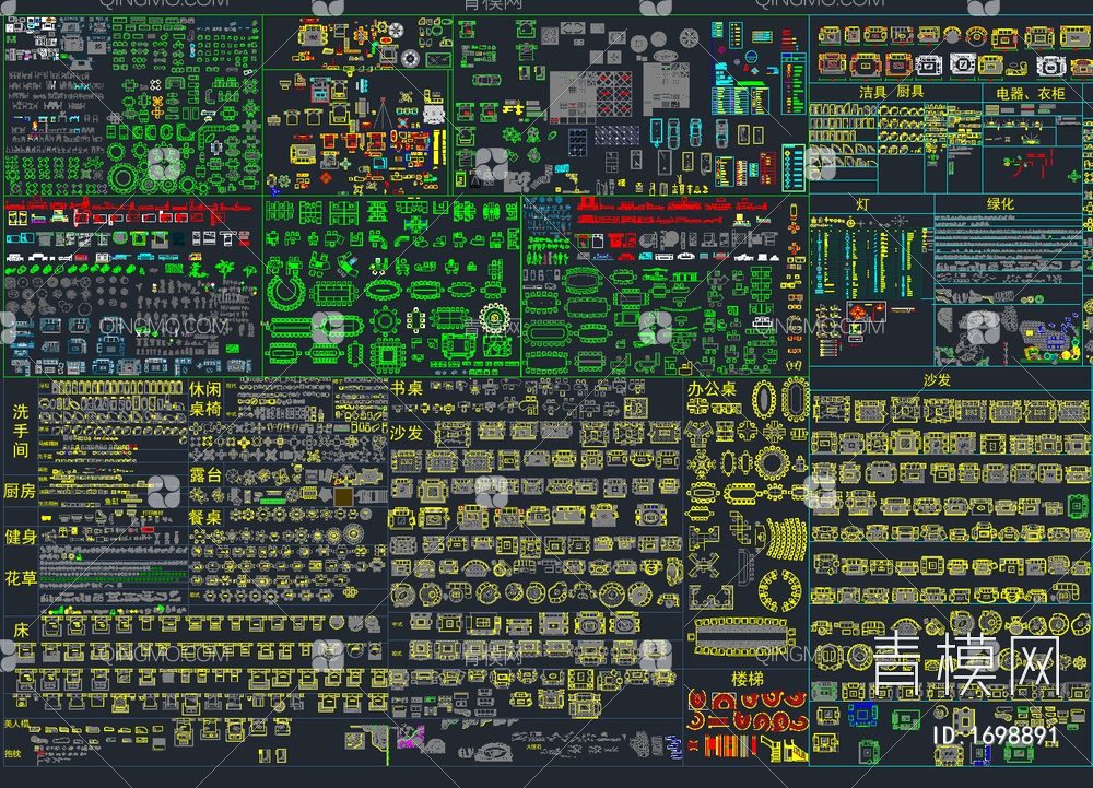 超全家装工装CAD总图库【ID:1698891】