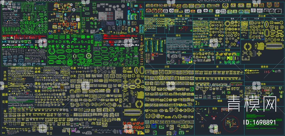 超全家装工装CAD总图库【ID:1698891】