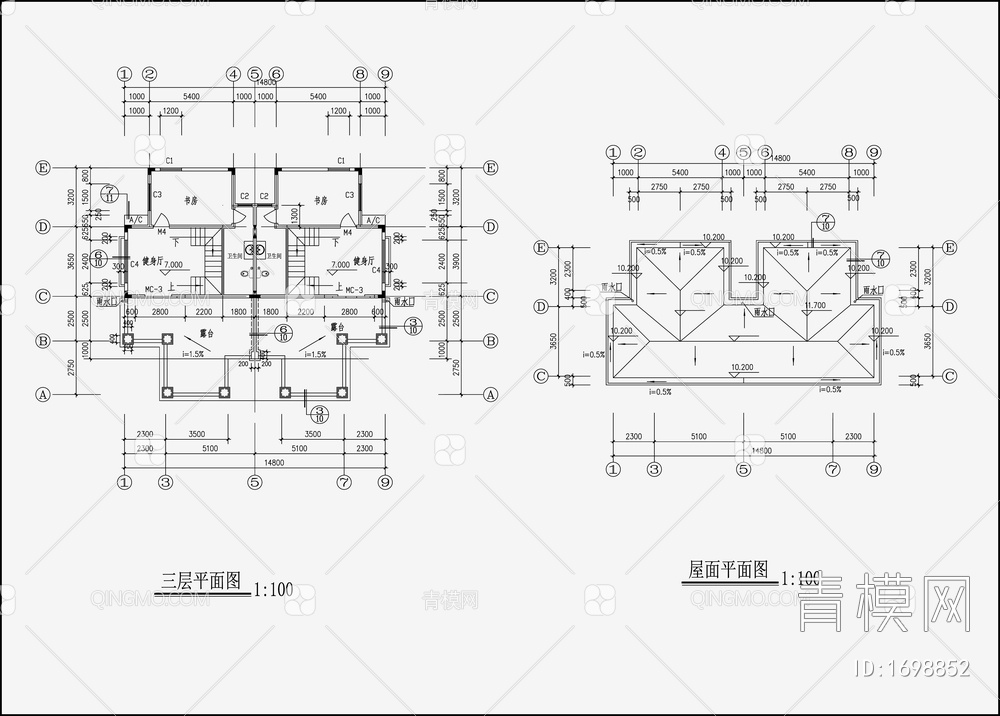 双拼别墅设计 施工图【ID:1698852】