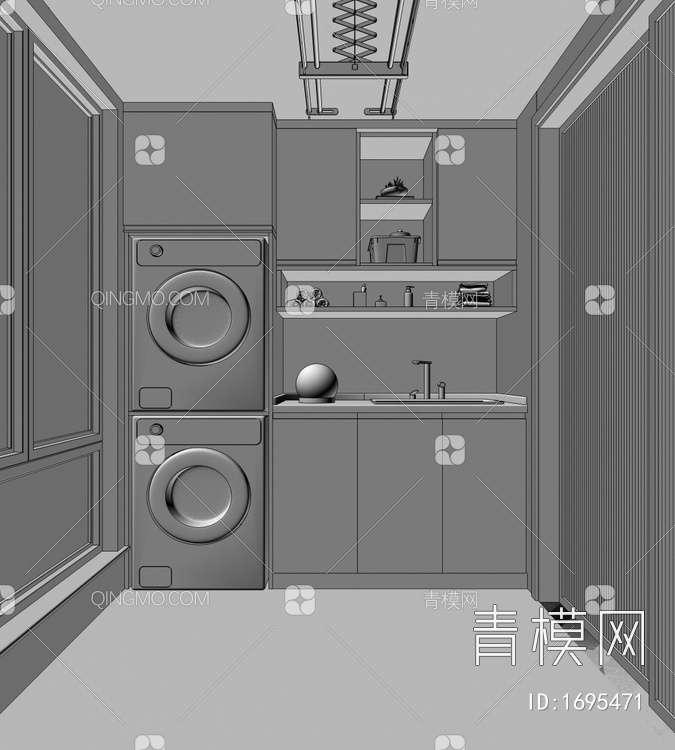 阳台洗衣柜3D模型下载【ID:1695471】