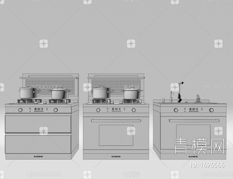 集成灶 油烟机 洗碗机 集成水槽 蒸箱集成灶 蒸烤集成灶3D模型下载【ID:1696566】
