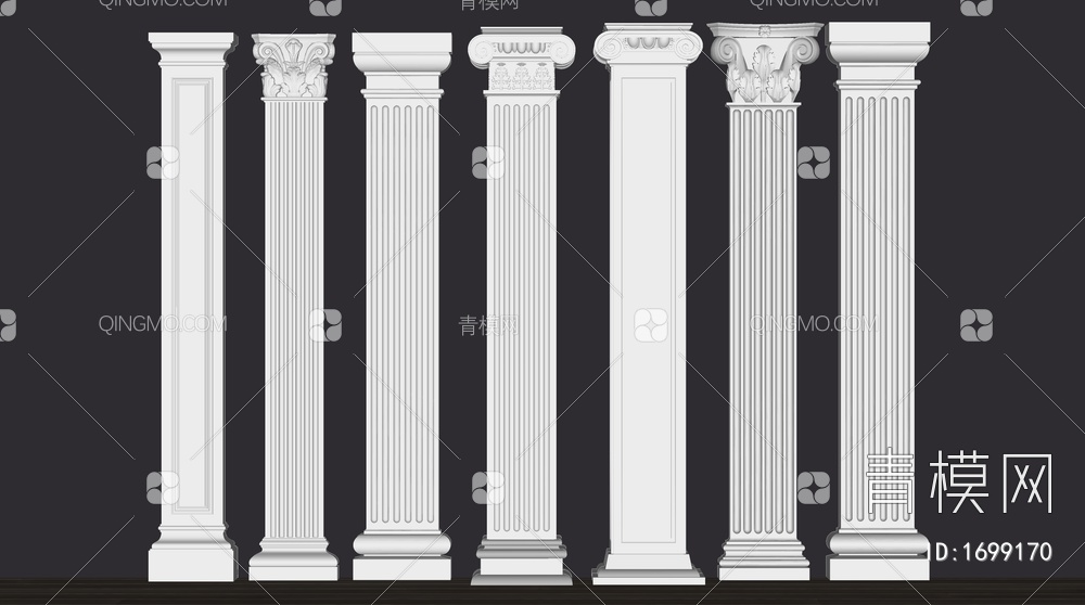 柱子 罗马柱 石膏柱子 装饰柱SU模型下载【ID:1699170】