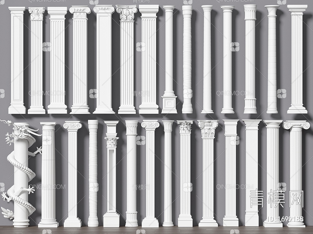 柱子 罗马柱 石膏柱子 装饰柱3D模型下载【ID:1699188】