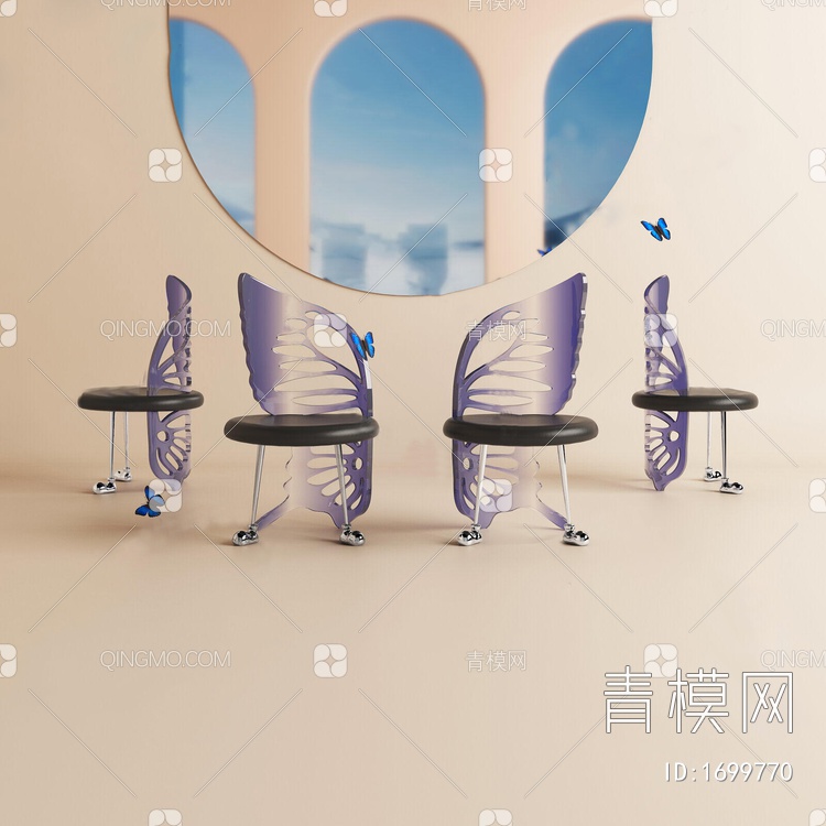 亚克力蝴蝶椅子3D模型下载【ID:1699770】