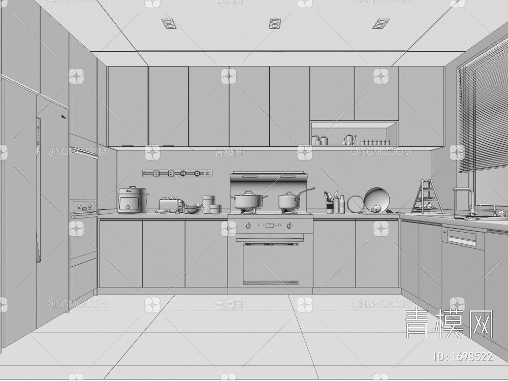 封闭式厨房3D模型下载【ID:1698522】