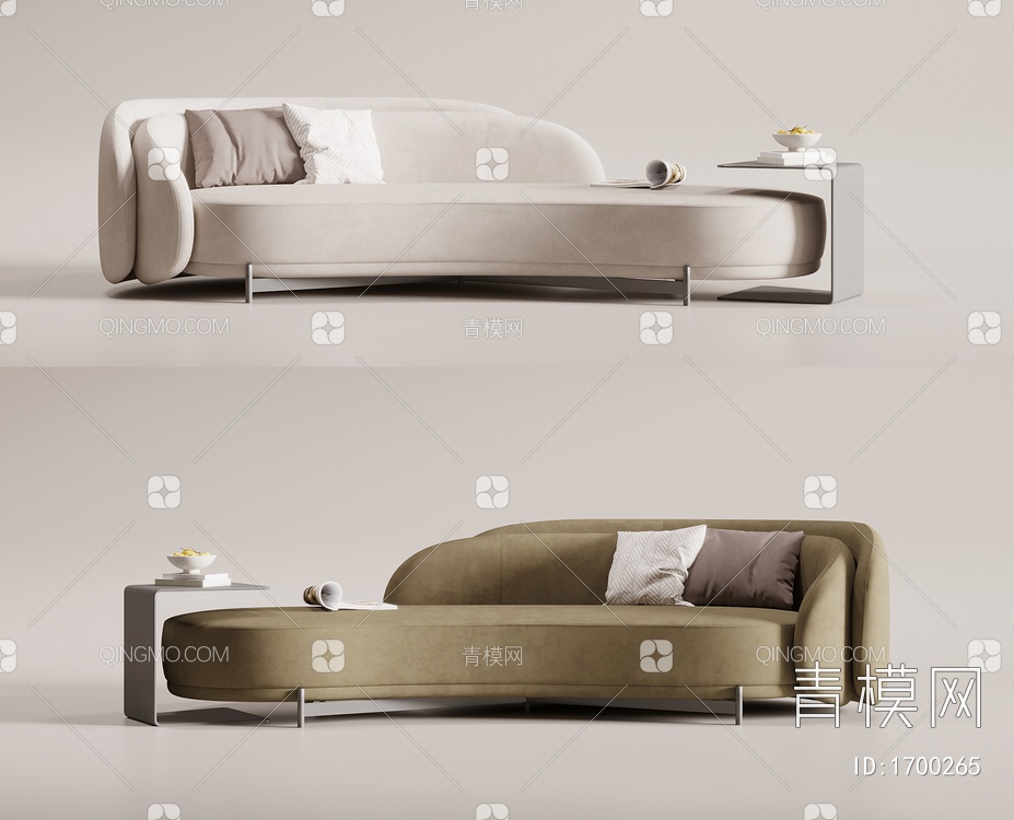 布艺弧形沙发3D模型下载【ID:1700265】