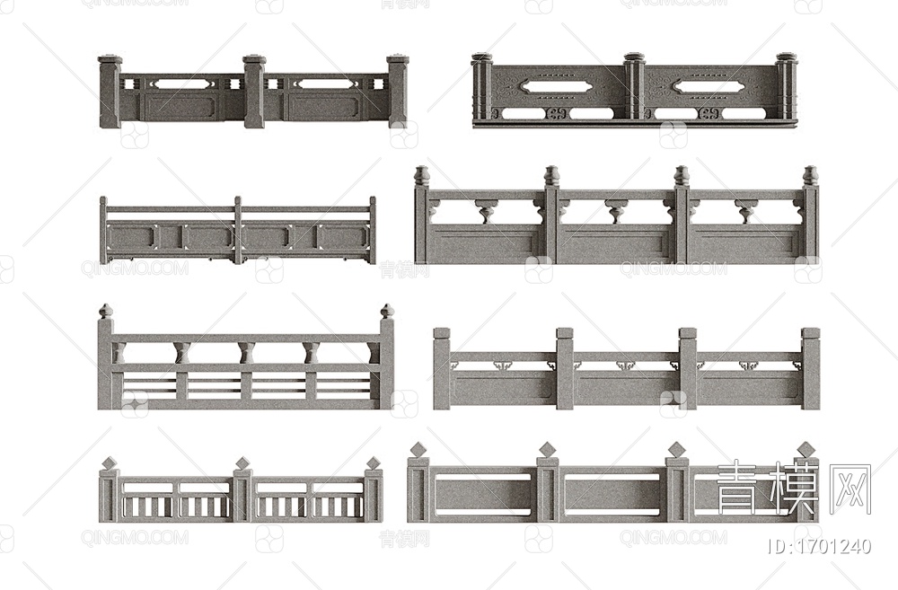 汉白玉护栏 围栏3D模型下载【ID:1701240】