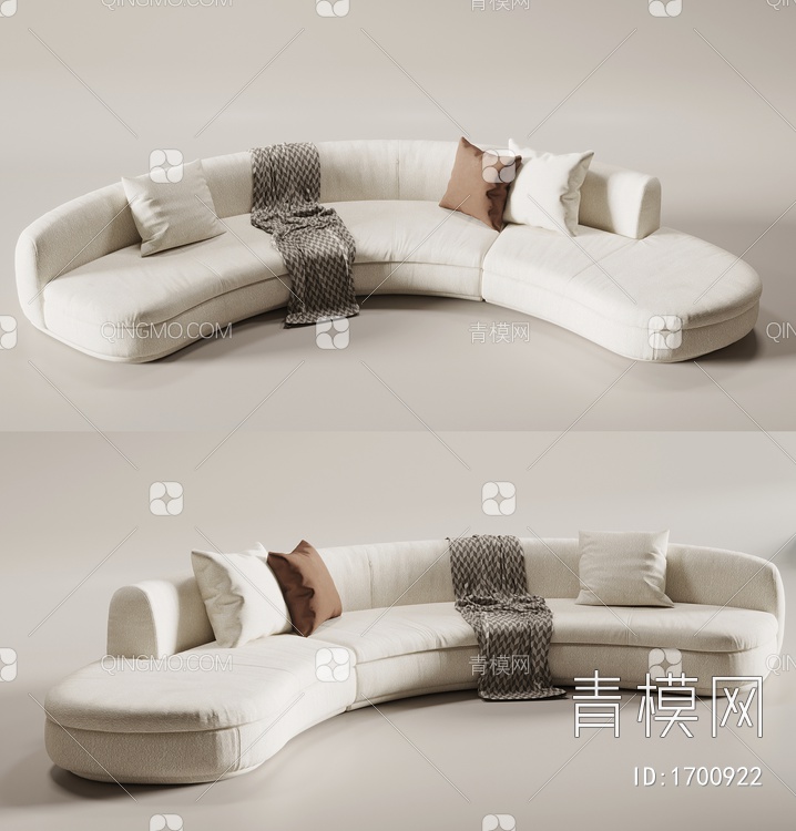 多人弧形沙发3D模型下载【ID:1700922】