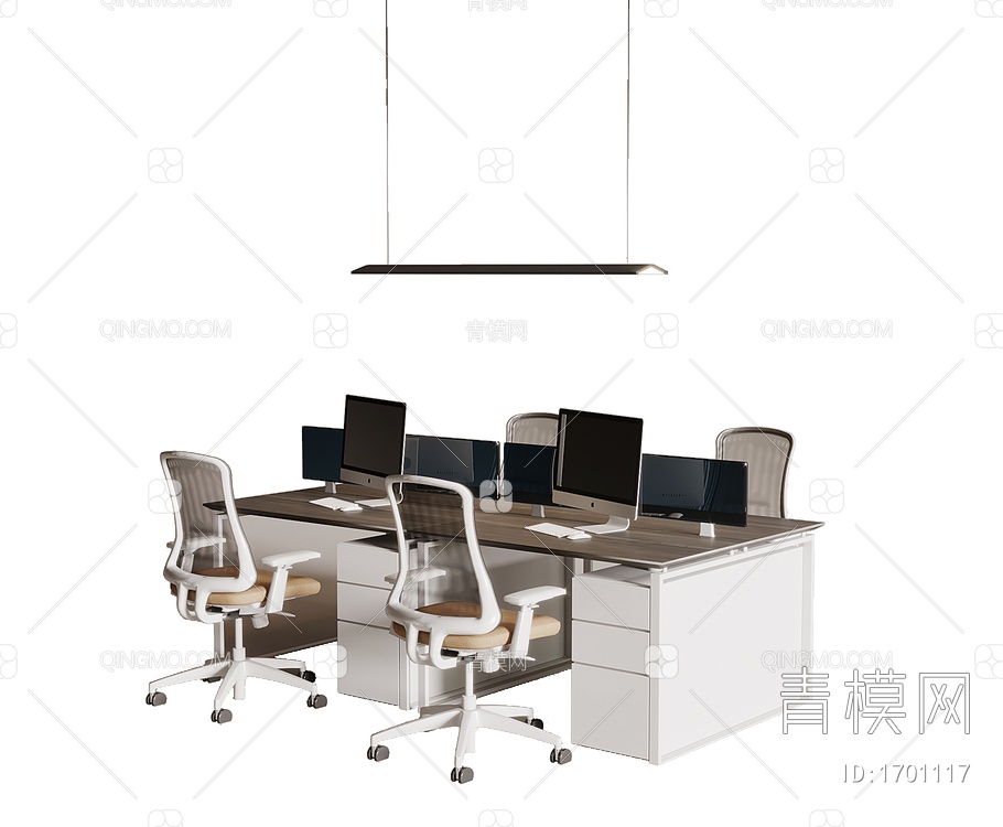 卡位职员桌 办公桌椅3D模型下载【ID:1701117】