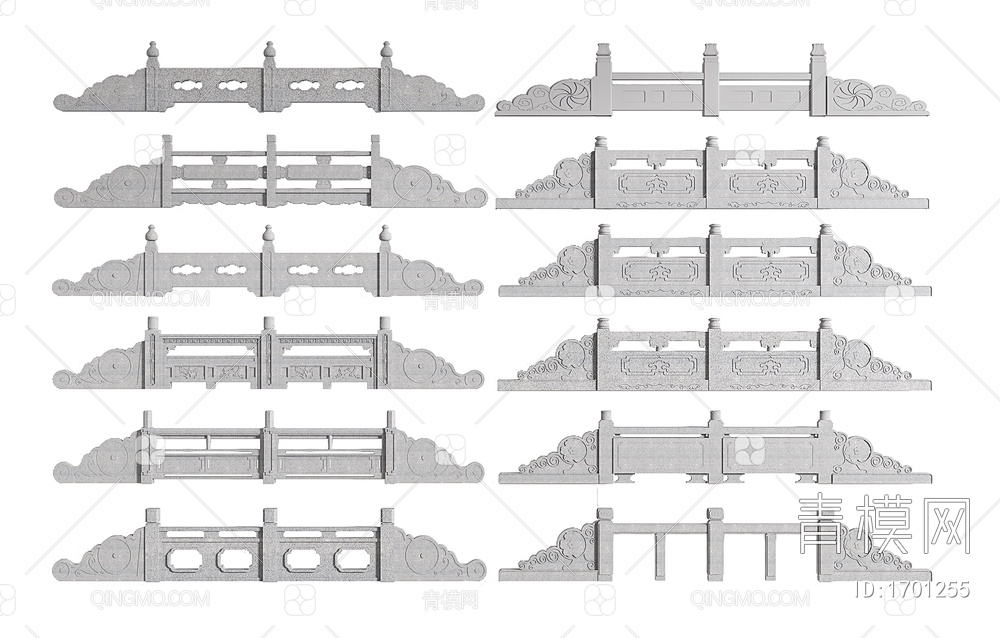 石栏杆 石材栏杆3D模型下载【ID:1701255】