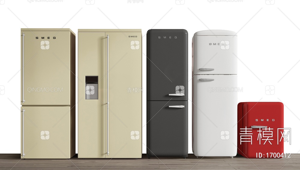SMEG复古冰箱 小冰箱3D模型下载【ID:1700412】