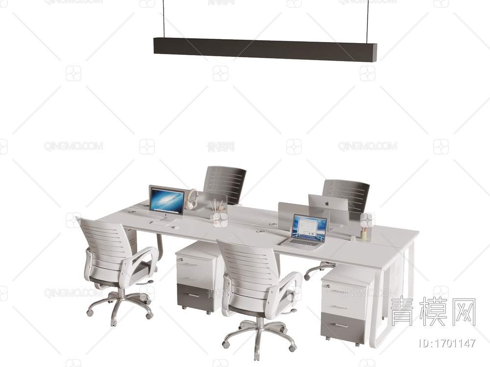 开放办公桌椅3D模型下载【ID:1701147】