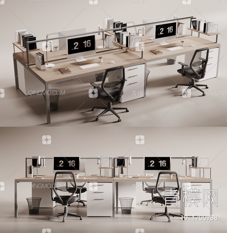 卡位办公桌椅3D模型下载【ID:1700988】