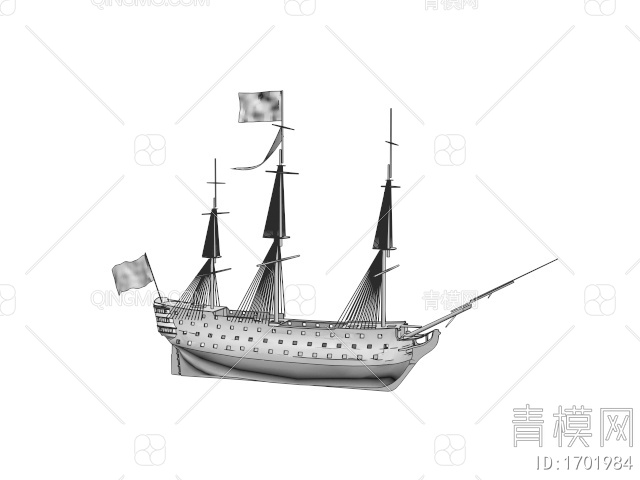 交通工具 木制帆船3D模型下载【ID:1701984】